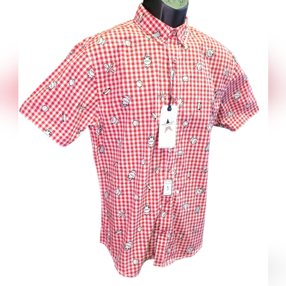 Drill Clothing Other - Stars and Stripes Short Sleeve Cookout Button Down Shirt sz L NWT